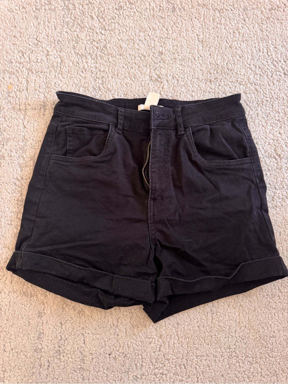 H&M Black Cuffed Jean Shorts 6